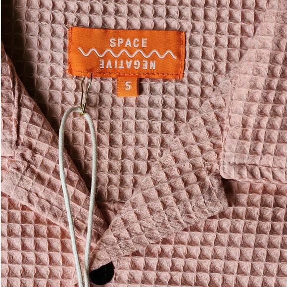 Negative Spaces Mens Salmon Waffle Knit ButtonUp Short Sleeve Casual Boxfit Sz S - Picture 8 of 8